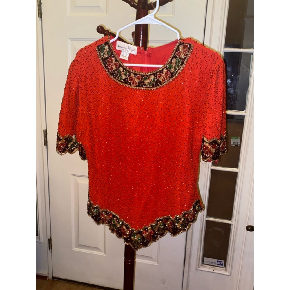 Women's Vintage Lawrence Kazar Top Size L Red